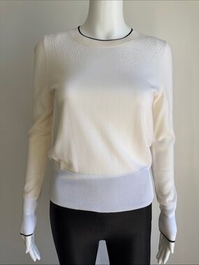 rag & bone Merino Wool Sweater XS Ivory Floral Knit Pullover